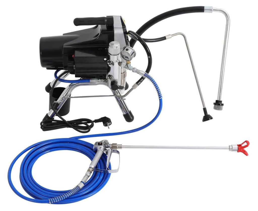 Airless Farbsprühsystem - Modell 395 - 1800W Motor - 3300 psi Hochdruck - Aluminium & Edelstahl - Für Wand, Haus, Werkstatt, Bauarbeiten - Schwarz