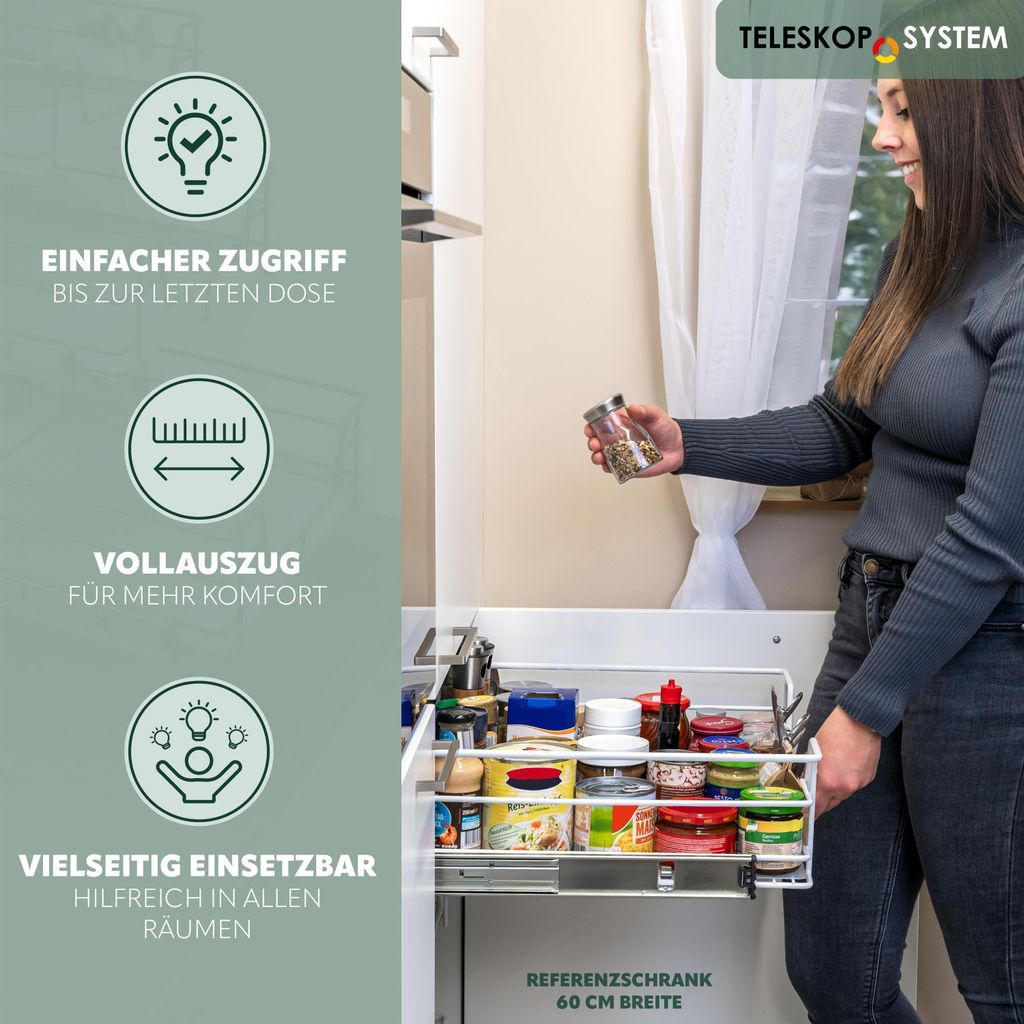 Bremermann Lot De 2 Tiroirs Télescopiques, 45 Cm, Avec