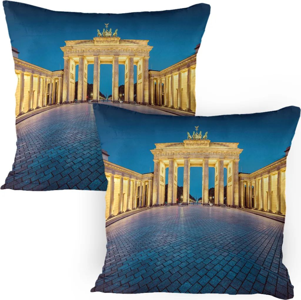 Set 2 Federe 80x80 ABAKUHAUS Porta di Brandeburgo Blu e Rosa
