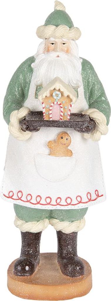 Clayre & Eef Weihnachtsdekorationsfigur Weihnachtsmann 11x11x30 cm Grün Kunststoff