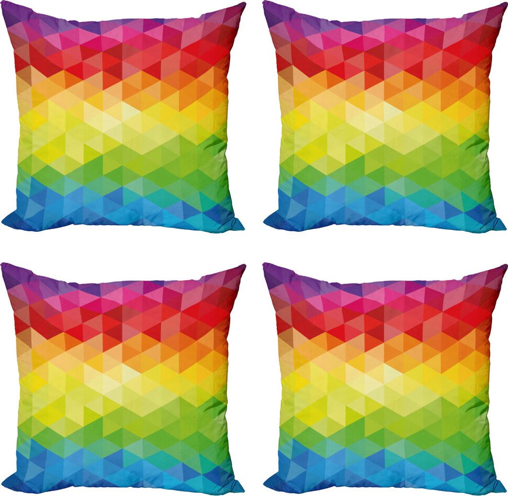 ABAKUHAUS Bunt Kissenbezug Set (4 Stück), Triangle Daimond, Moderner Doppelseitiger Digitaldruck, 50 cm x 50 cm, Mehrfarbig