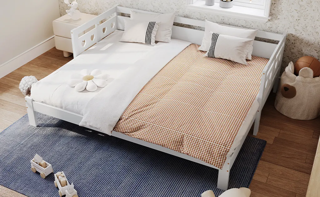 Lit d'appoint extensible blanc 90x190 cm idéal pour chambre d'amis - 13