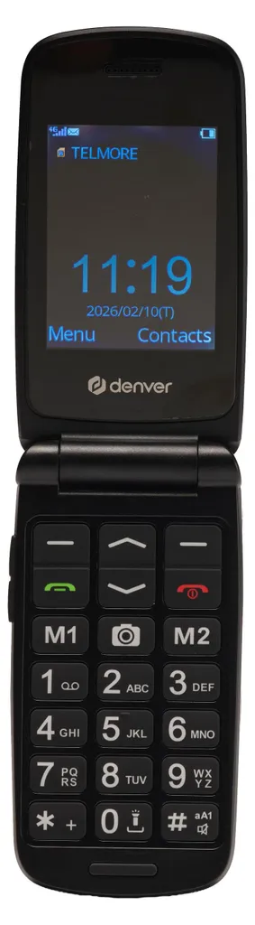 Téléphone portable senior Denver BAS-24800L avec bouton SOS Noir