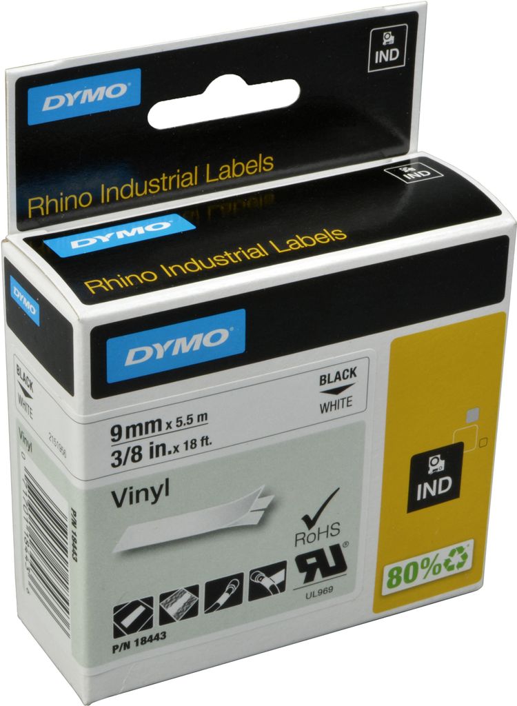 DYMO Rhino-Industrie-Vinyletiketten | 9 mm x 5,5 m | Produktbild 