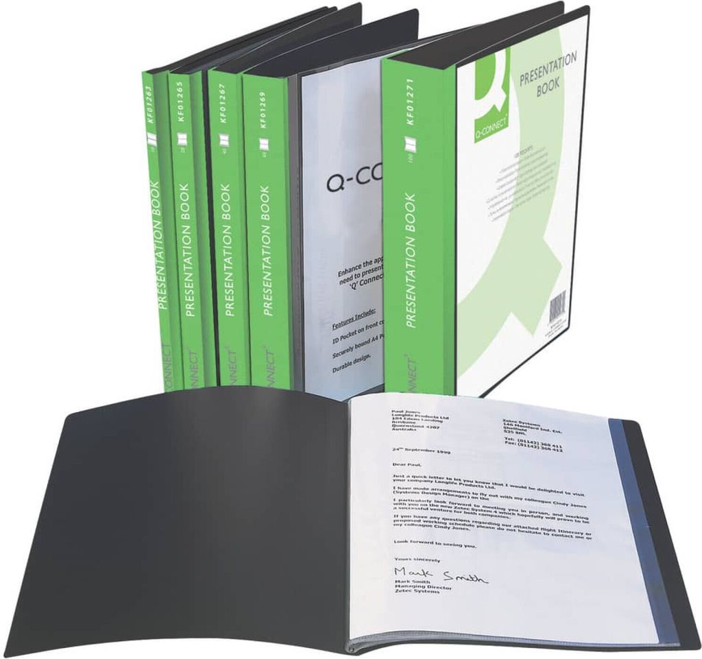 Q-Connect® KF01271 cartellina panoramica - 100 buste, nero Immagine del prodotto 