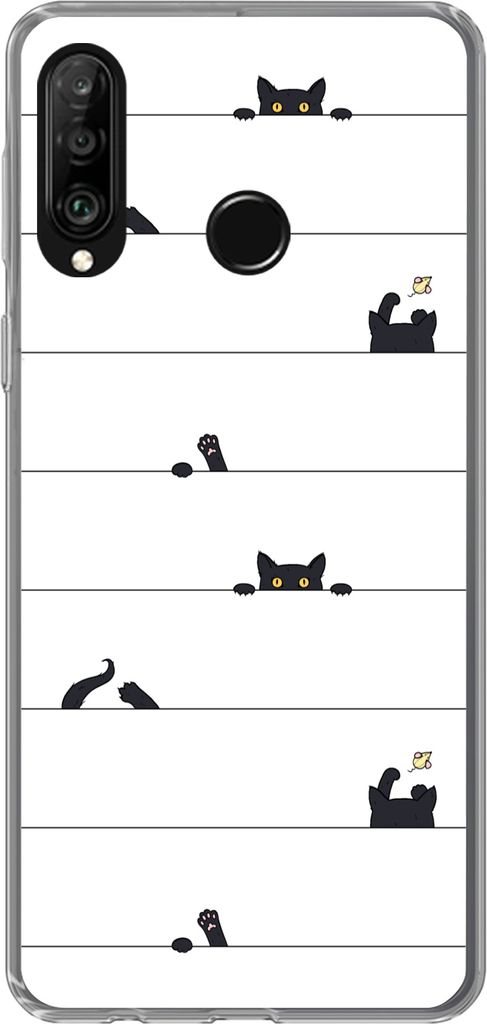 MuchoWow Handyhülle Schutzhülle Hülle für Telefoonhoesje Huawei P30 Lite Katze - Muster - Maus - Jungen - Mädchen - Kinder - Kinder Silikon ...