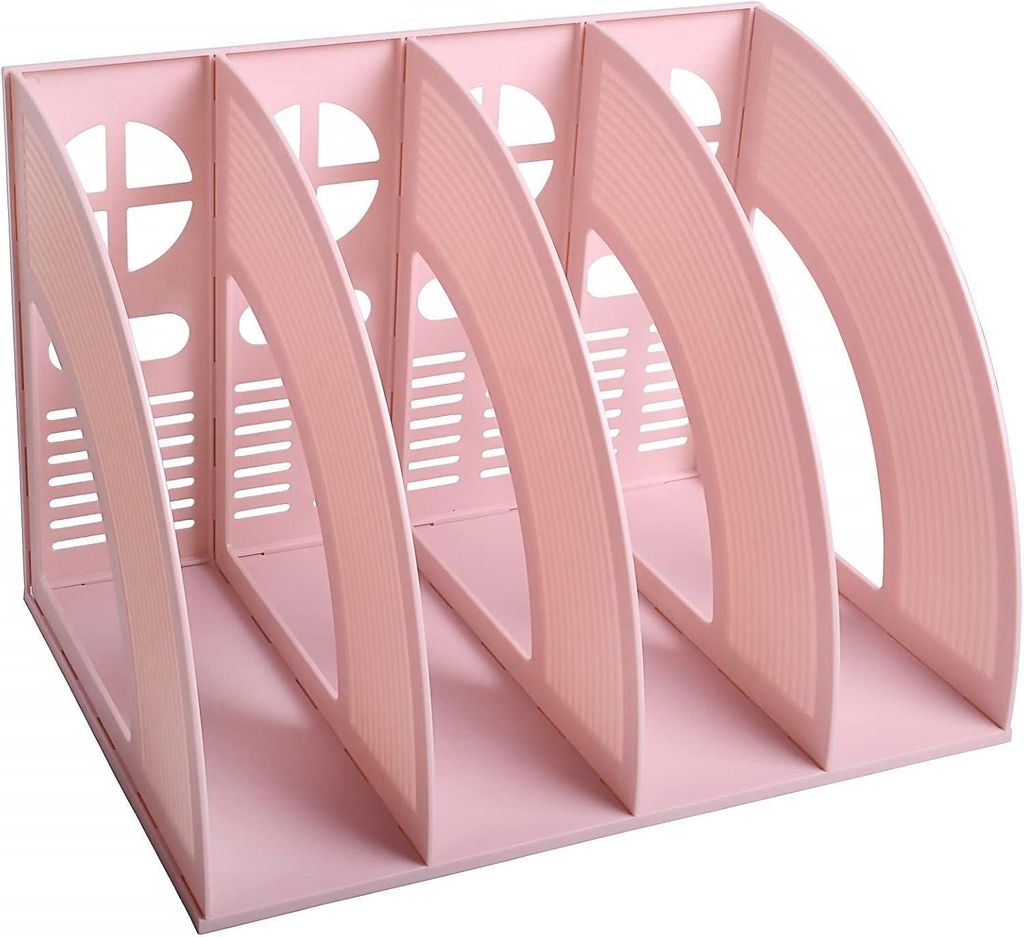 Pinkfarbener A4-Dokumentenhalter, Organizer mit Fächern für Zeitschriften, Akten, Ordner oder Regale