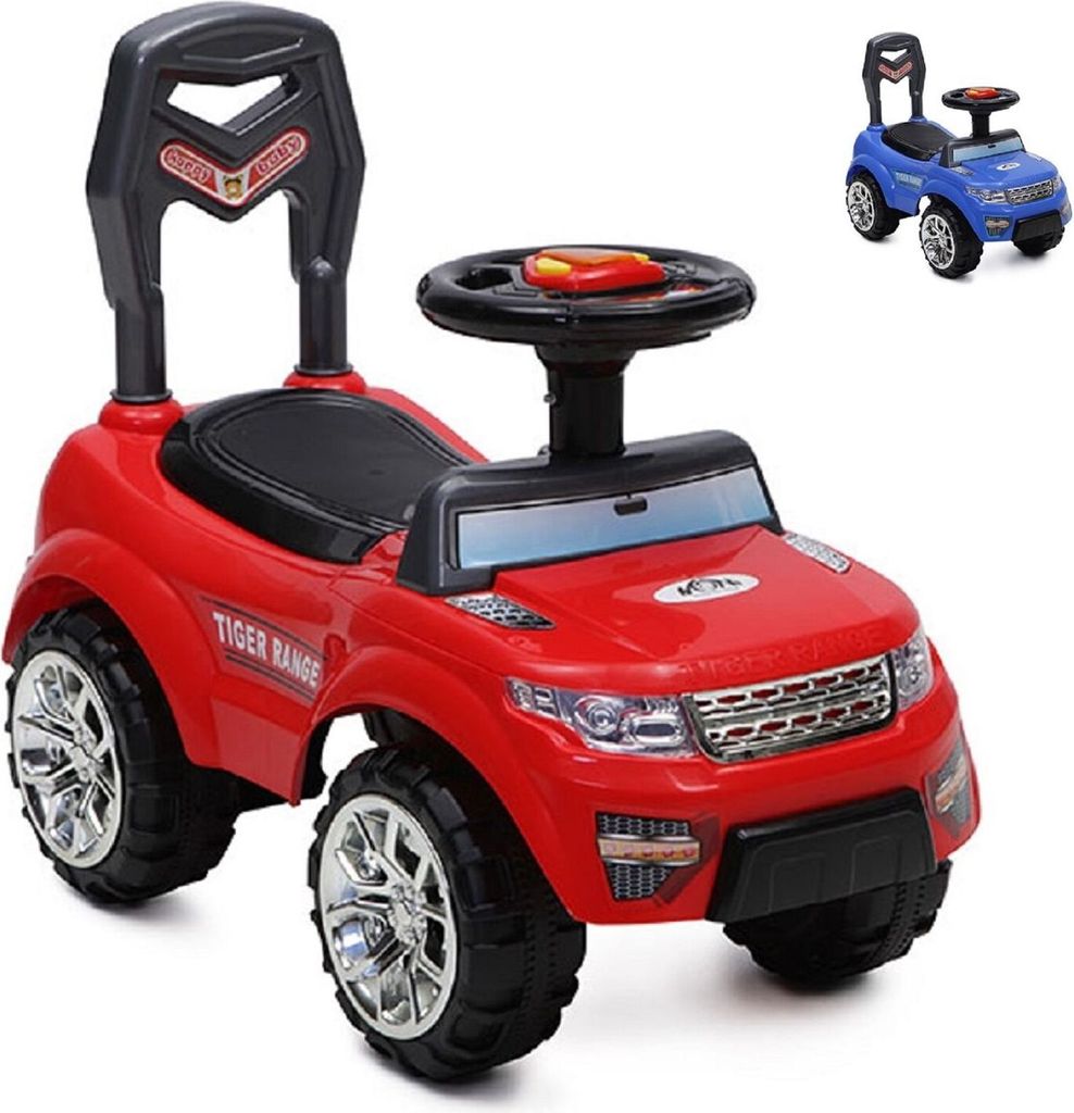 Rutscher, Kinderauto Tiger Range mit Musik- Lichtfunktion Staufach im Sitz rot