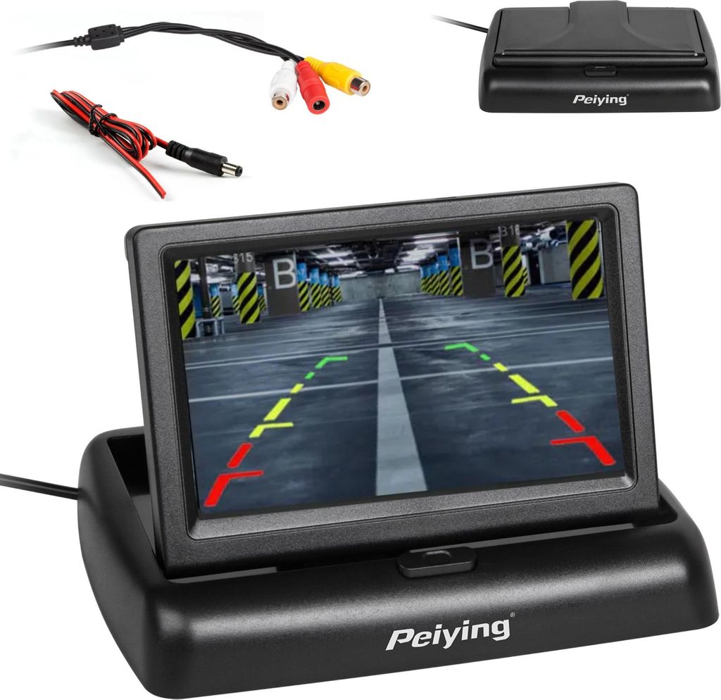 Peiying 4,3" Kfz-Monitor für Rückfahrkamera mit 16:9 Seitenverhältnis