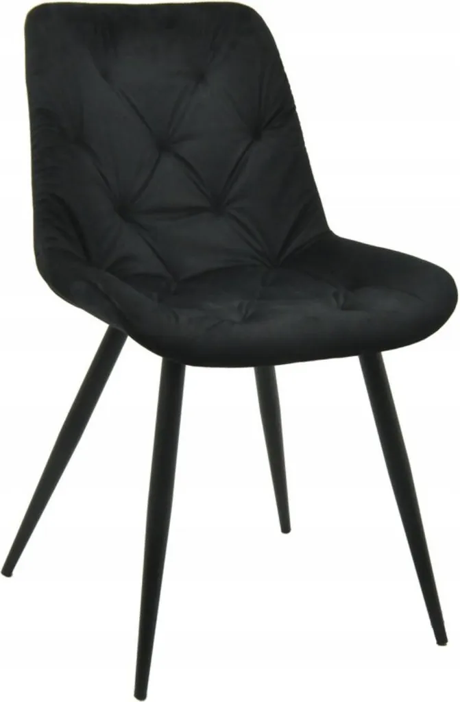 Chaise de salle à manger LUCCA noire, assise confortable en velours chic