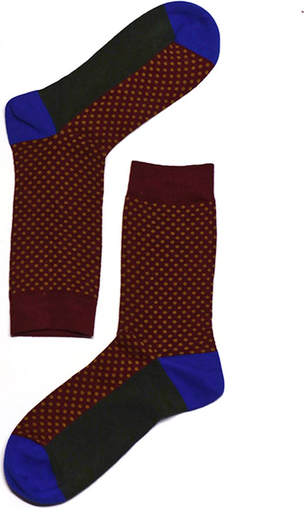 MEGAGROUP 1 Paar Casual Socken Gr. 35-39 gepunktet dreifarbig dunkelrot