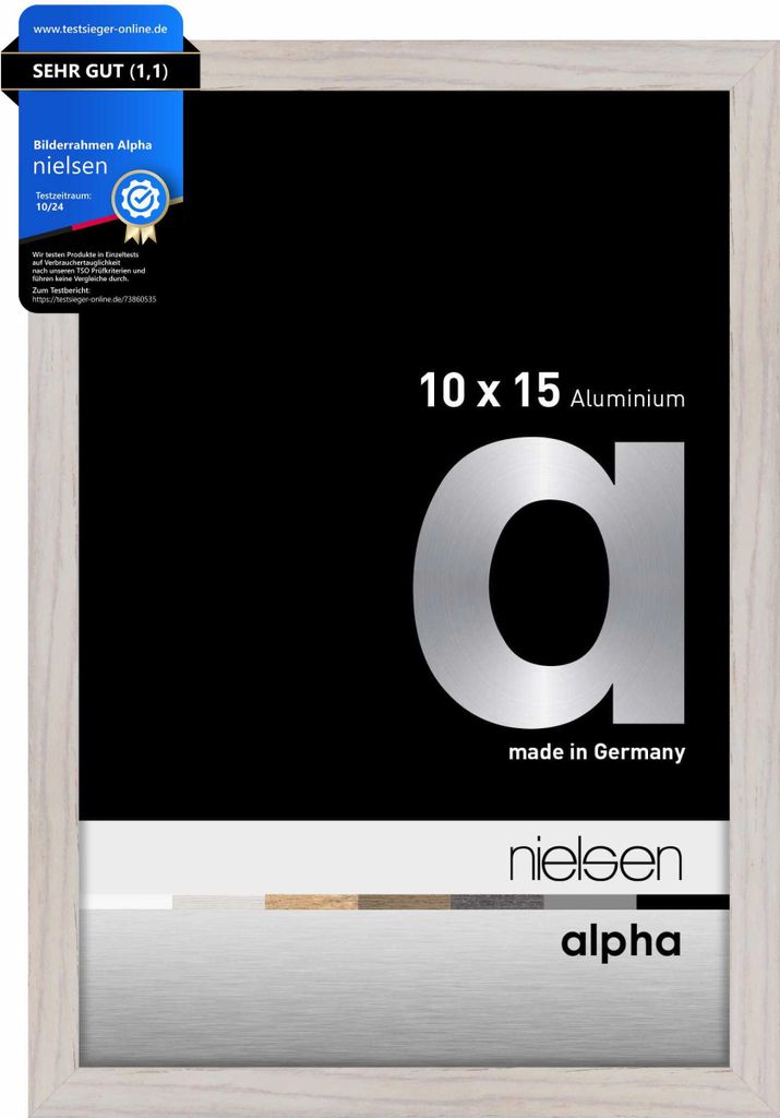 nielsen Aluminium Bilderrahmen Alpha, 10x15 cm, Eiche Weiß