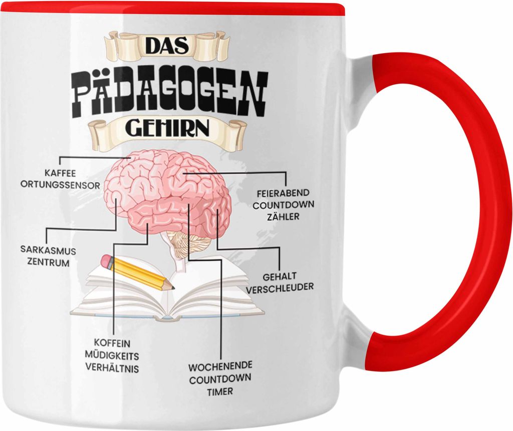 Trendation - Pädagogen Tasse Lustiges Geschenk für Pädagogen Spruch Becher Geburtstag Weihnachten (Rot)