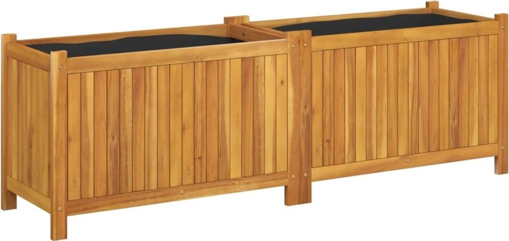 Pflanzkübel mit Einlage 153x38,5x50 cm Massivholz Akazie