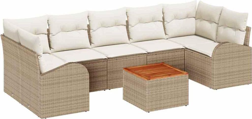 vidaXL Gartensofa-set mit Kissen 8 pcs Beige Poly-Rattan