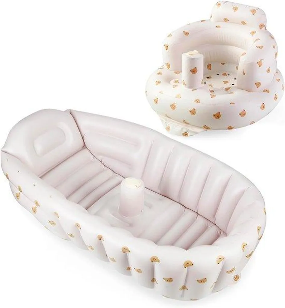 Baignoire gonflable bébé ergonomique avec dossier et assise antidérapante