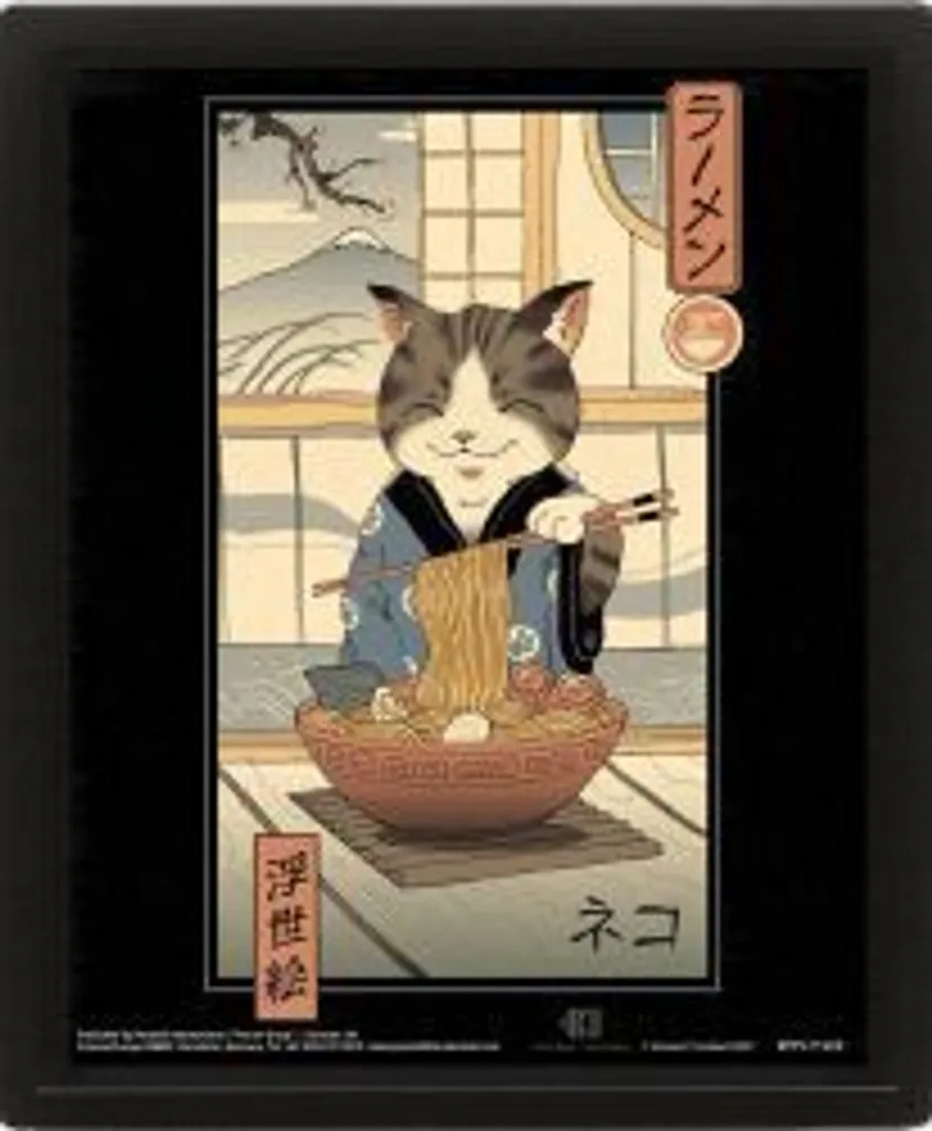 Vincent Trinidad Neko Ramen Image 3D - Tableau Déco Chat Japonais 30x40cm