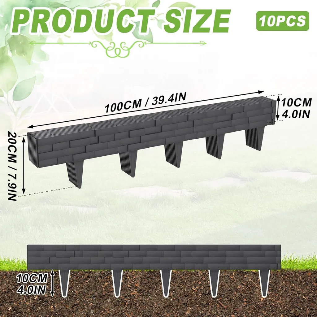 Bordure de tonte 10m anthracite avec plots 10cm effet pierre véritable - 2