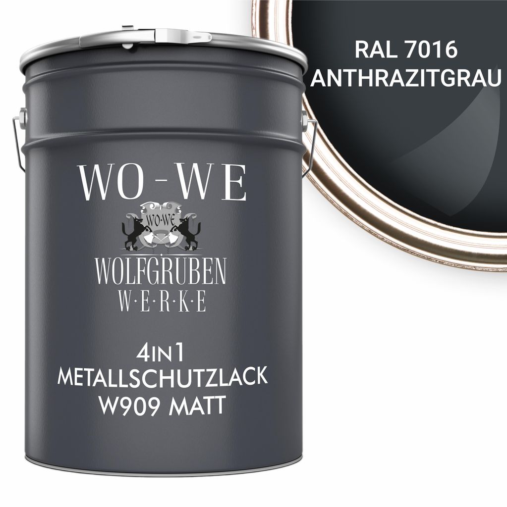 Metallschutzlack 4in1 Metalllack Metallfarbe Metallschutzfarbe MATT W909 Anthrazitgrau - 2,5L