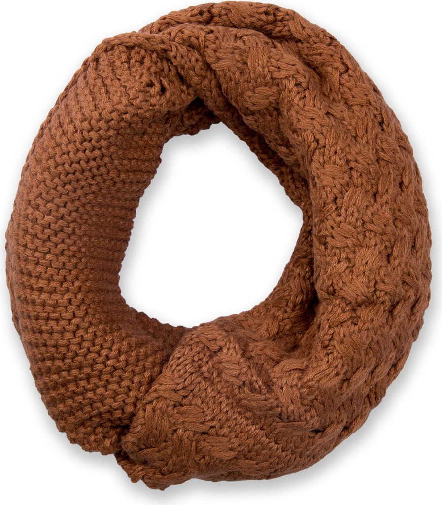 styleBREAKER Uni Strick Loop Schal mit Mustermix, Uni Feinstrick Schlauchschal, Winter Strickschal 01018153
