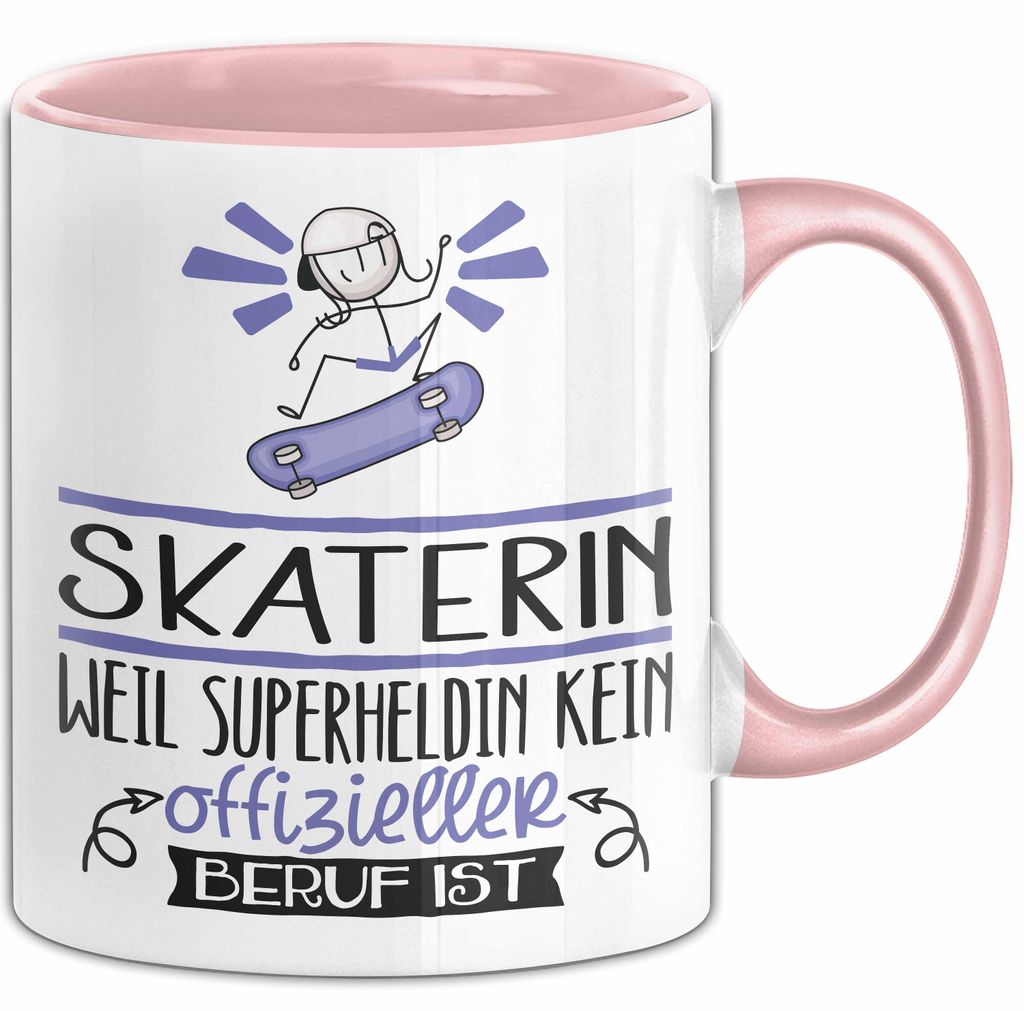 Skaterin Geschenk Tasse Lustiger Spruch Skaterin Weil Superheldin Kein Offizieller Beruf Ist Geschenkidee (Rosa)