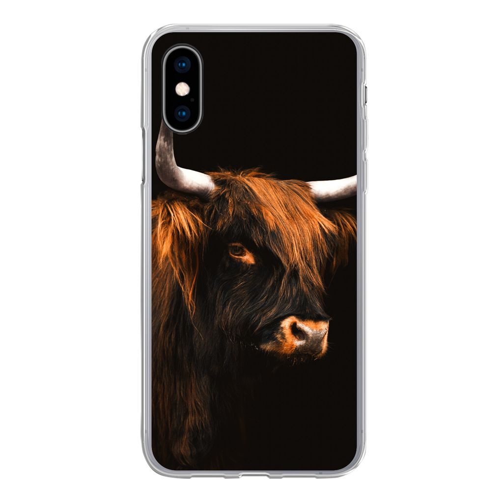 MuchoWow Handyhülle Schutzhülle Hülle für iPhone X Schottischer Highlander - Vlies - Kuh Silikon Softcase Handy Hülle - Handyhülle