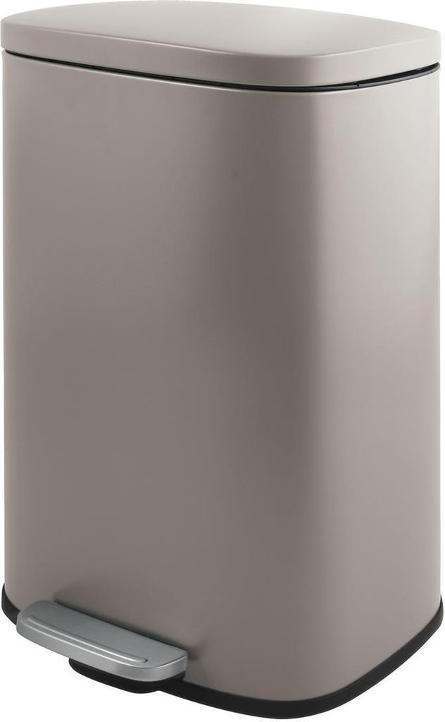 Spirella Abfalleimer 30 Liter Edelstahl mit Absenkautomatik und Inneneimer "Akira" Küche Mülleimer Softclose Abfalleimer taupe matt