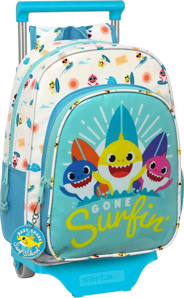 Sac à dos enfant Baby Shark Surfing à roulettes pour la maternelle