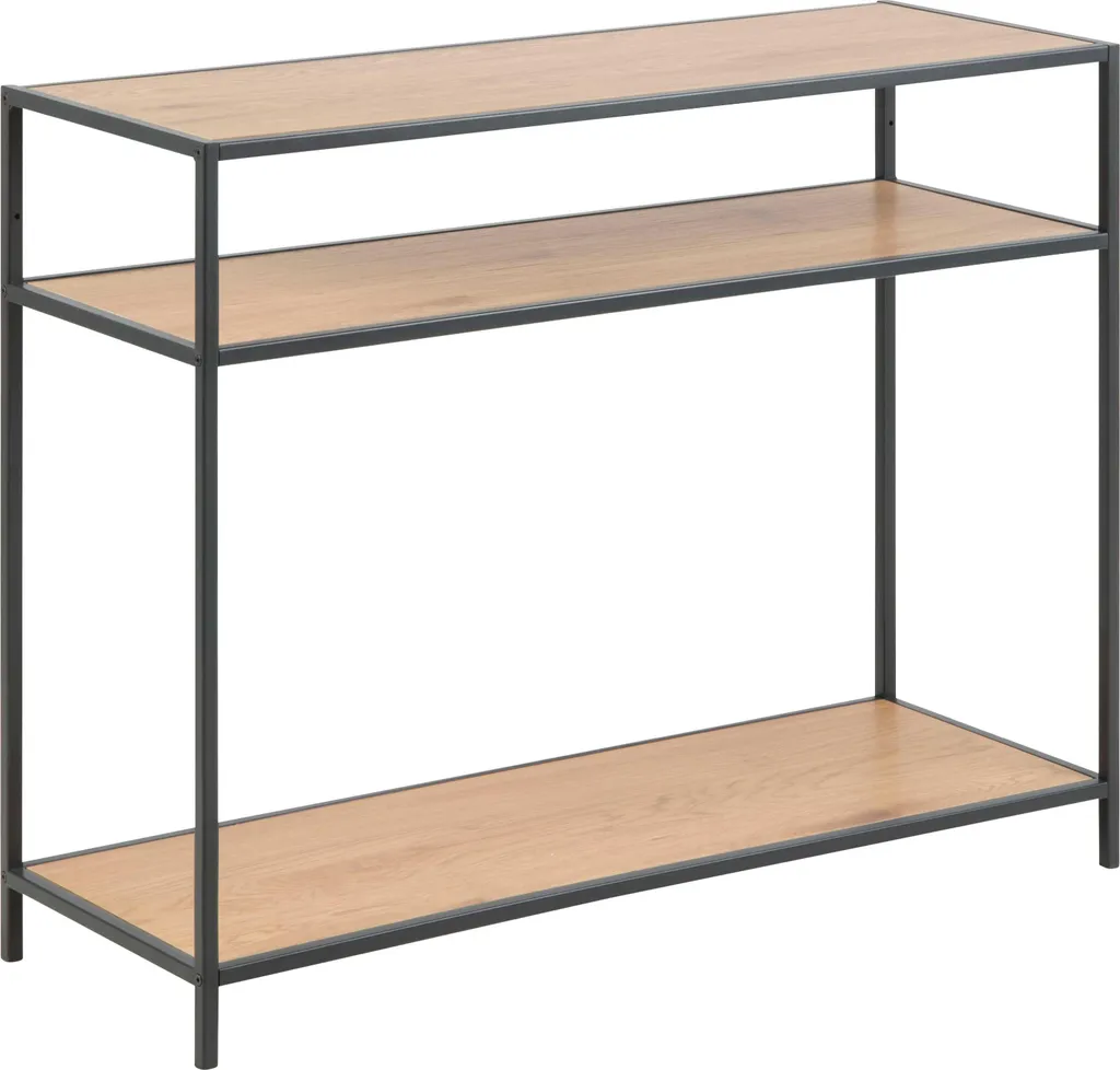 Mobiletto Ingresso Seaford 2 Piani - Legno Naturale e Metallo Nero