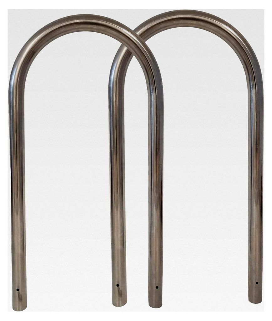 2 Stück Fahrradanlehnbügel aus Edelstahl 115x58 cm HxB Ø 60mm Fahrradständer Anlehnbügel Anlehnständer Poller Baumschutzbügel