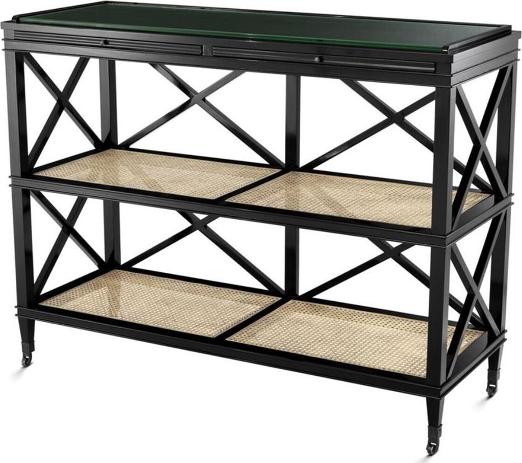 Casa Padrino Luxus Konsole Schwarz / Naturfarben 124 x 47 x Produktbild 