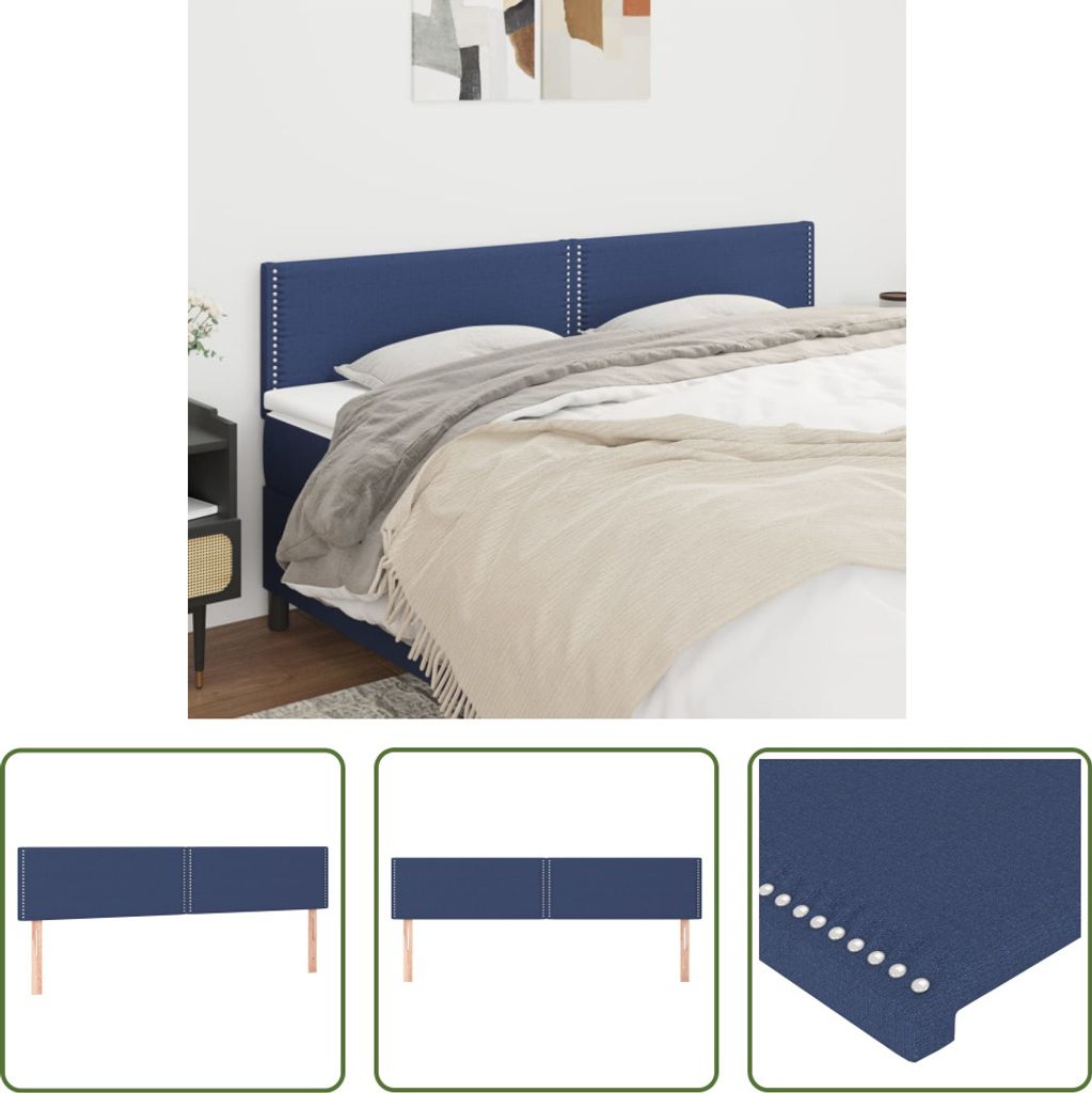 The Living Store Kopfteile 2 Stk. Blau 90x5x78/88 cm Stoff Produktbild 