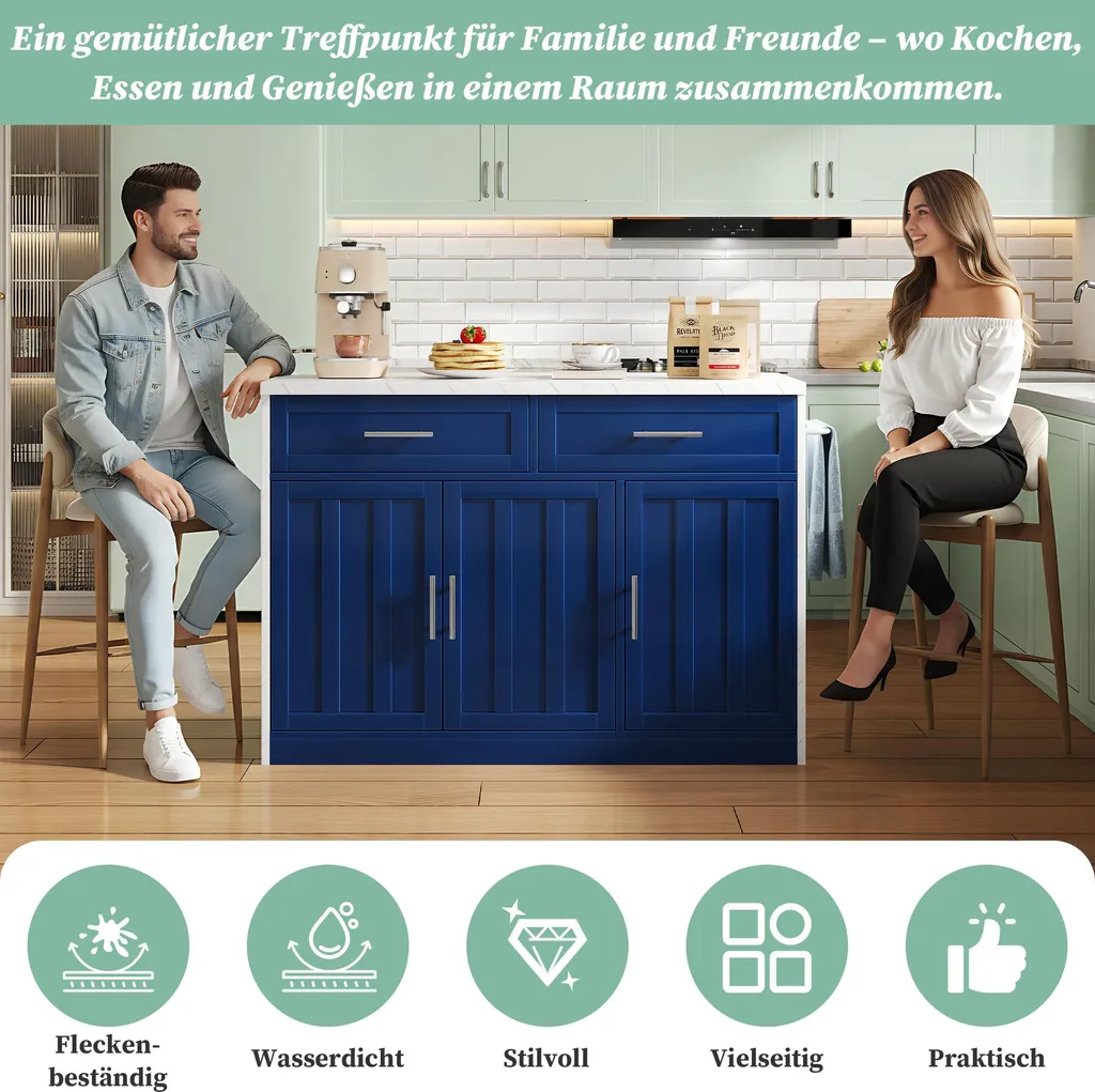 Table de cuisine haute avec prises intégrées et rangement modulable