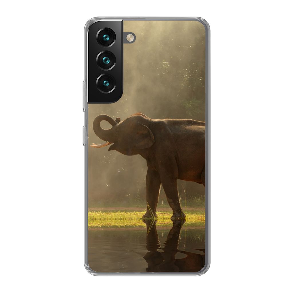 MuchoWow Handyhülle Schutzhülle Hülle für Samsung Galaxy S22 Plus Elefant - Wasser - Tiere - Natur Silikon Softcase Handy Hülle - Schutzabde...