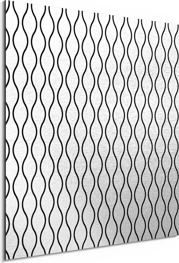 DEQORI Alu-Dibond Bild Silber 50x50 cm 'Wellen im Takt' Wandbild Metall dünn Design