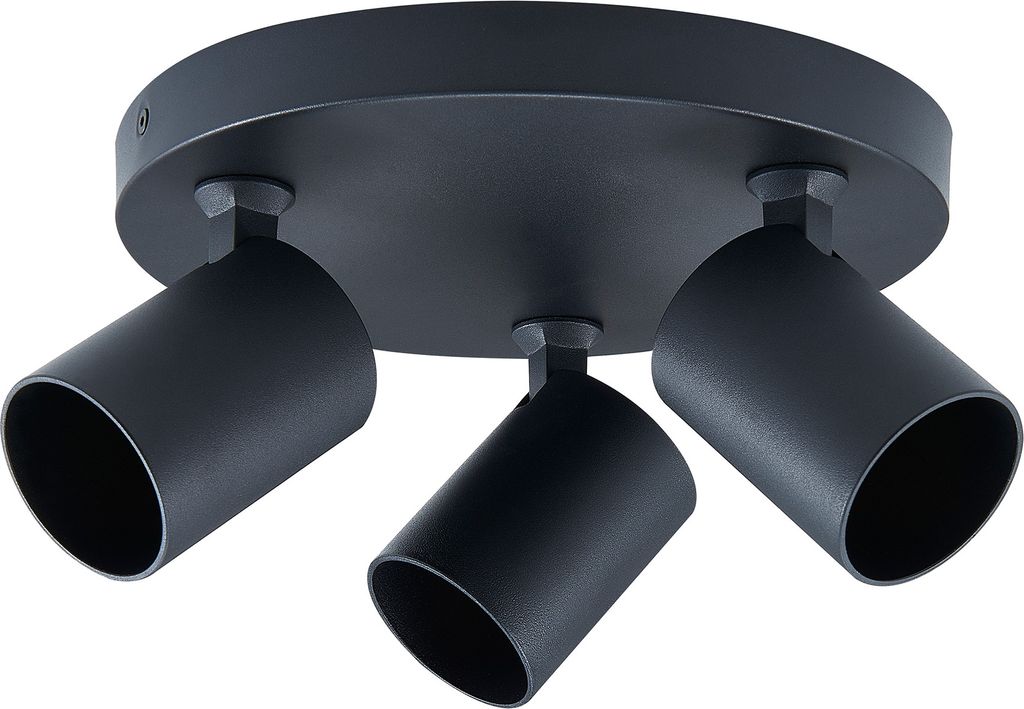 Deckenleuchte Ravio Ø23cm Schwarz Rund – 3x GU10 Strahler für flexible Beleuchtung