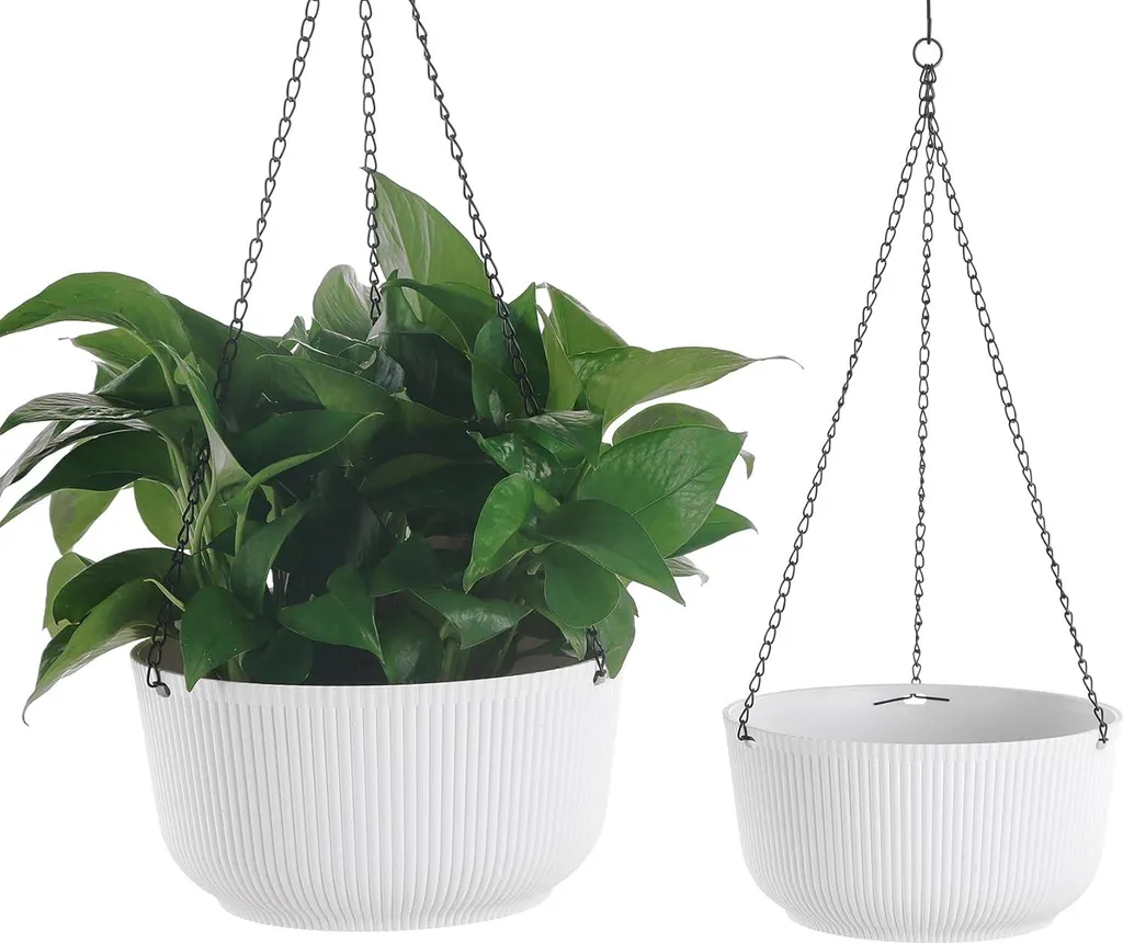 Optimisez votre Espace : Lot de 2 Pots de Fleurs Suspendus Blancs Φ22cm