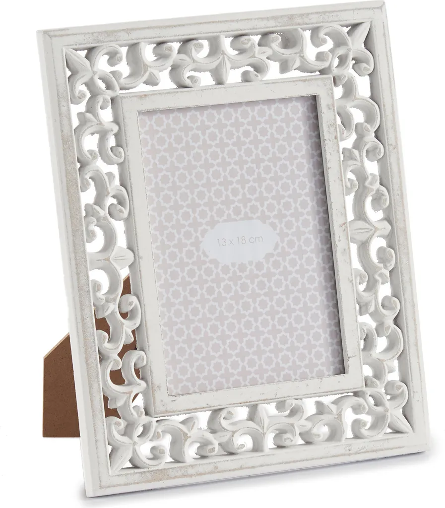 Cornice Portafoto Monza Bianca 60x84 Cm | In MDF Con Vetro Artistico, Gancio Metallico Per Appeso Verticale/orizzontale, Parete In Fibra