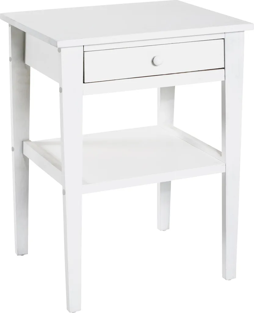 Table de Chevet Blanche en MDF Robuste HAKU Möbel - Finition Haute Qualité