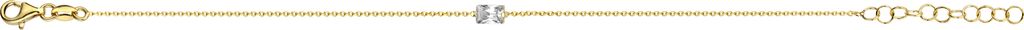 New Bling 9NB-0613 Silberarmband mit Zirkonia - Ankerglied - Zirkonia - Baguette - 6 mm - 15,5 + 1 + 1 + 1 + 1 cm - Goldfarbe