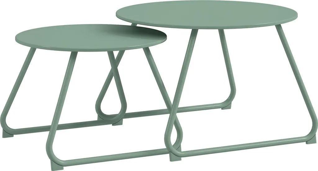 Tables Basses Gigognes de Jardin Vertes en Acier pour Balcon et Terrasse