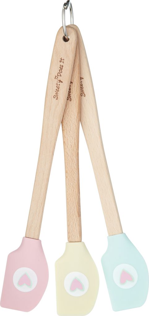 Mini raschietto in silicone con manico in legno, 3 pezzi Immagine del prodotto 