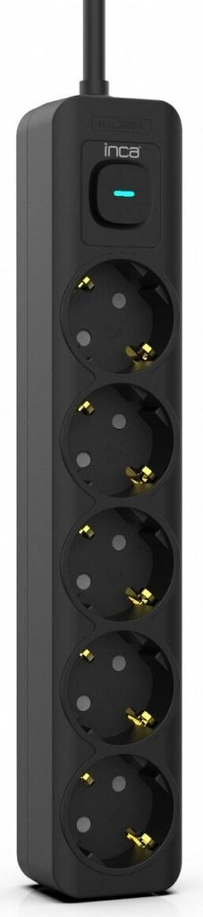 INCA Steckdosenleiste IPW-44SY3 5fach, LED Anz. Black 3,0m