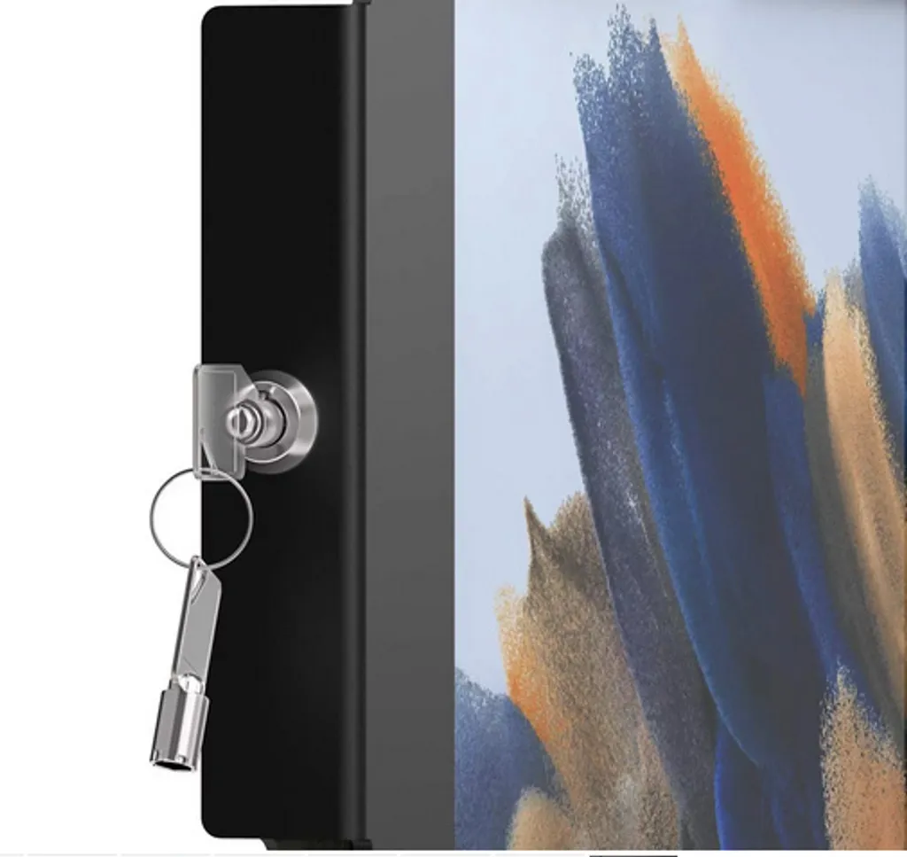 Support mural sécurisé Galaxy Tab A8 10.5 : stop au vol et câbles visibles
