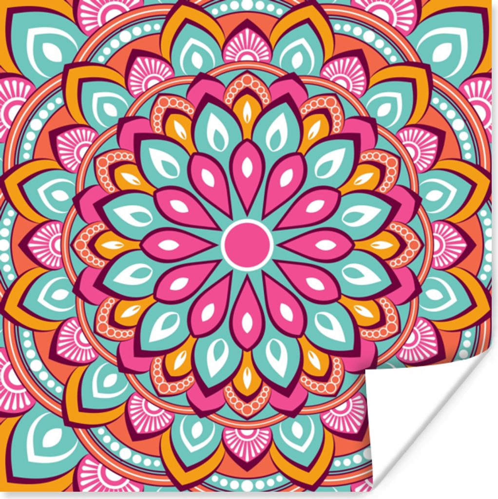 MuchoWow Poster Abstrakt - Mandala - Design - Boho 100x100 cm - Babyzimmer