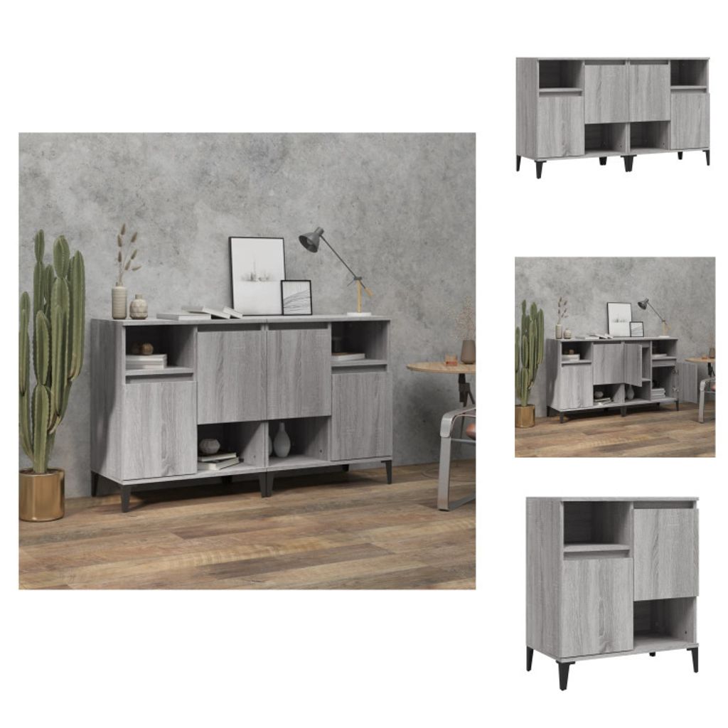 vidaXL Sideboards 2 Stk. Grau Sonoma 60x35x70 cm Holzwerkstoff - Sideboards