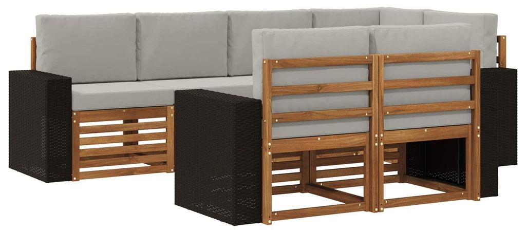 vidaXL Ecksofa Set mit Kissen 7 pcs Natürlich und Hellgrau