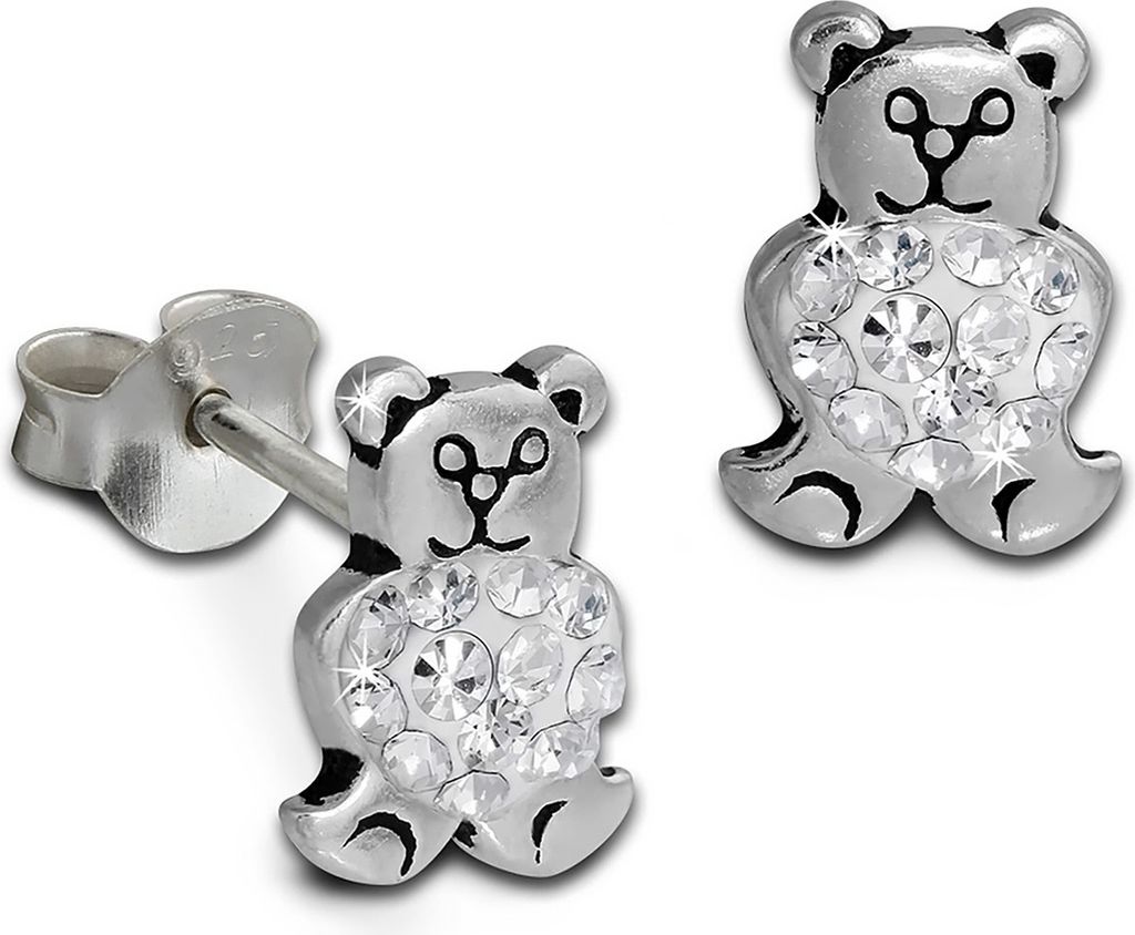 SilberDream weiß Ohrringe Knuddelbär Zirkonia 925 Silber Produktbild 