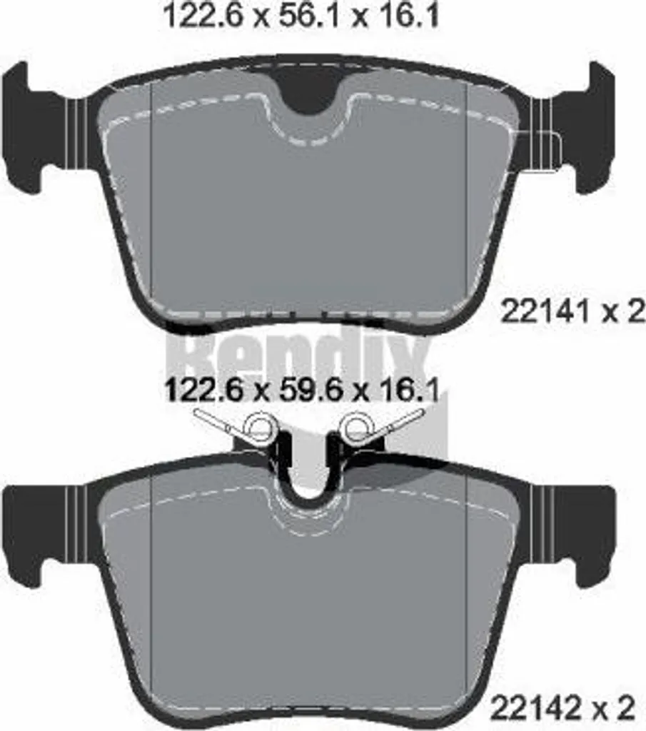 Plaquettes de frein BENDIX BPD1193 pour Jaguar E-Pace et F-Pace OE J9C14009