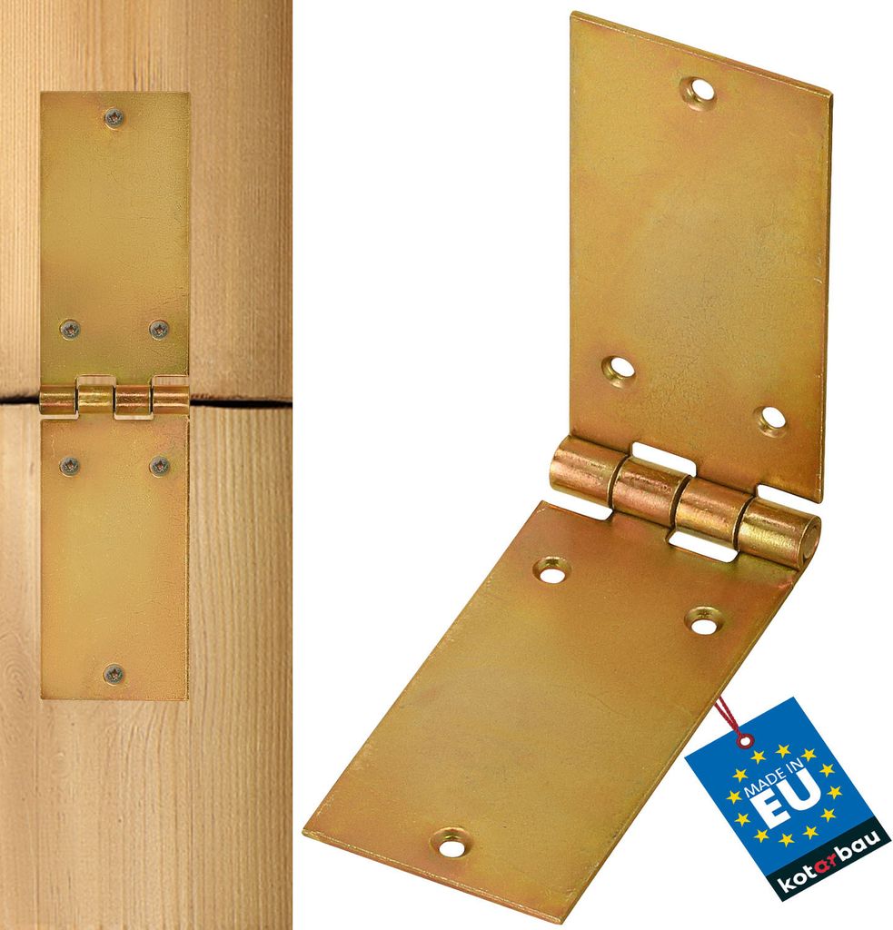 KOTARBAU Kistenband 200 x 50 mm Scharnier Gerollte Tischband Möbelscharnier Verzinkt Gelb Torband Möbelband Türscharnier 2 Flügel Stift